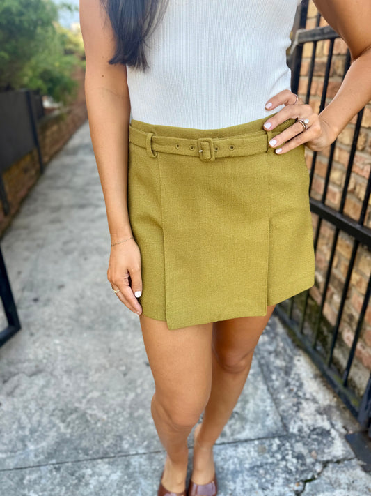 Volly Pleated Mini Skort- Olive