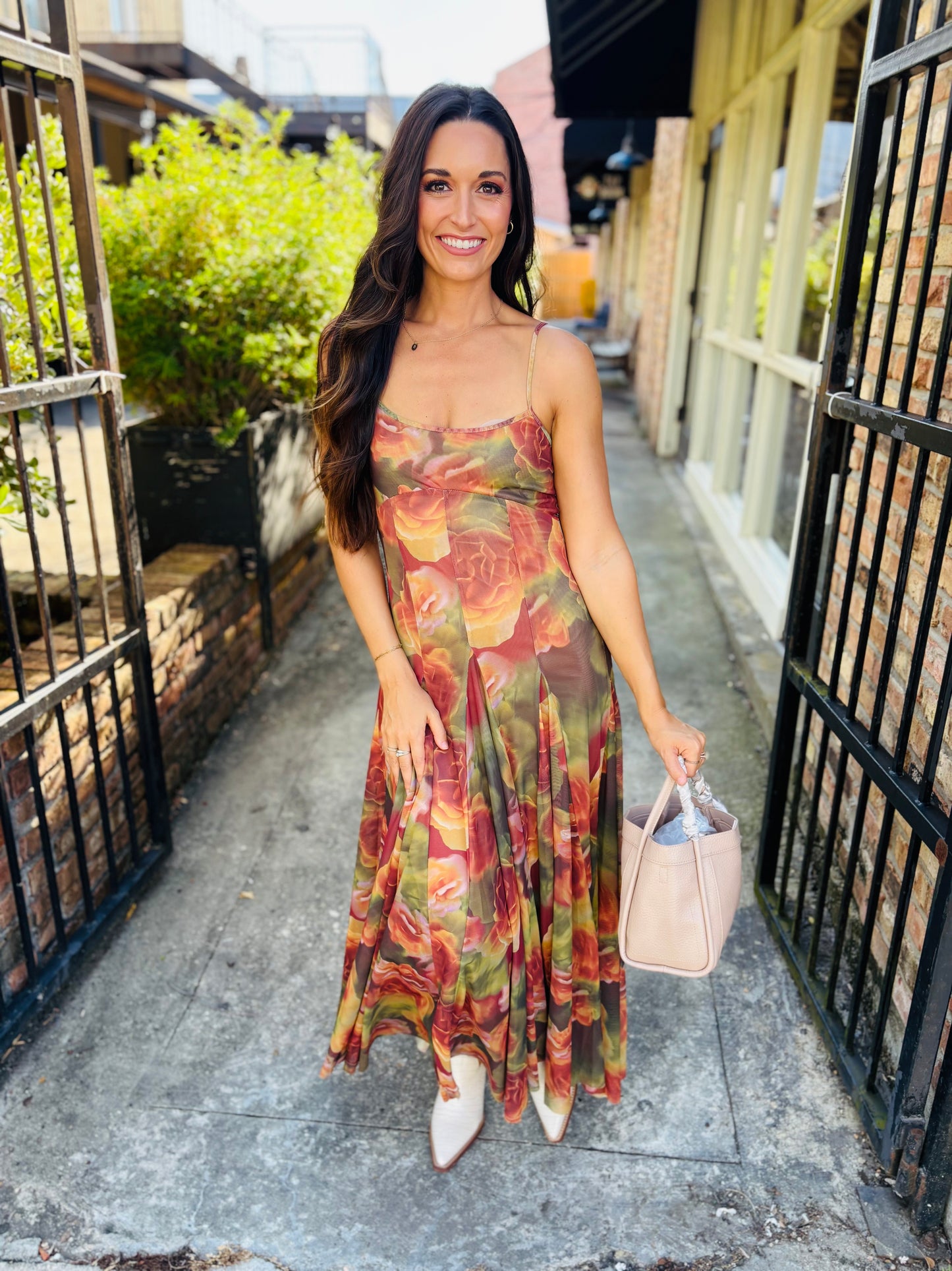 Heart Beats Godet Maxi Dress- Rose Petal