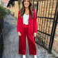 Sutton Satin Blazer- Red