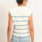 Collared Striped Polo Vest- Baby Blue