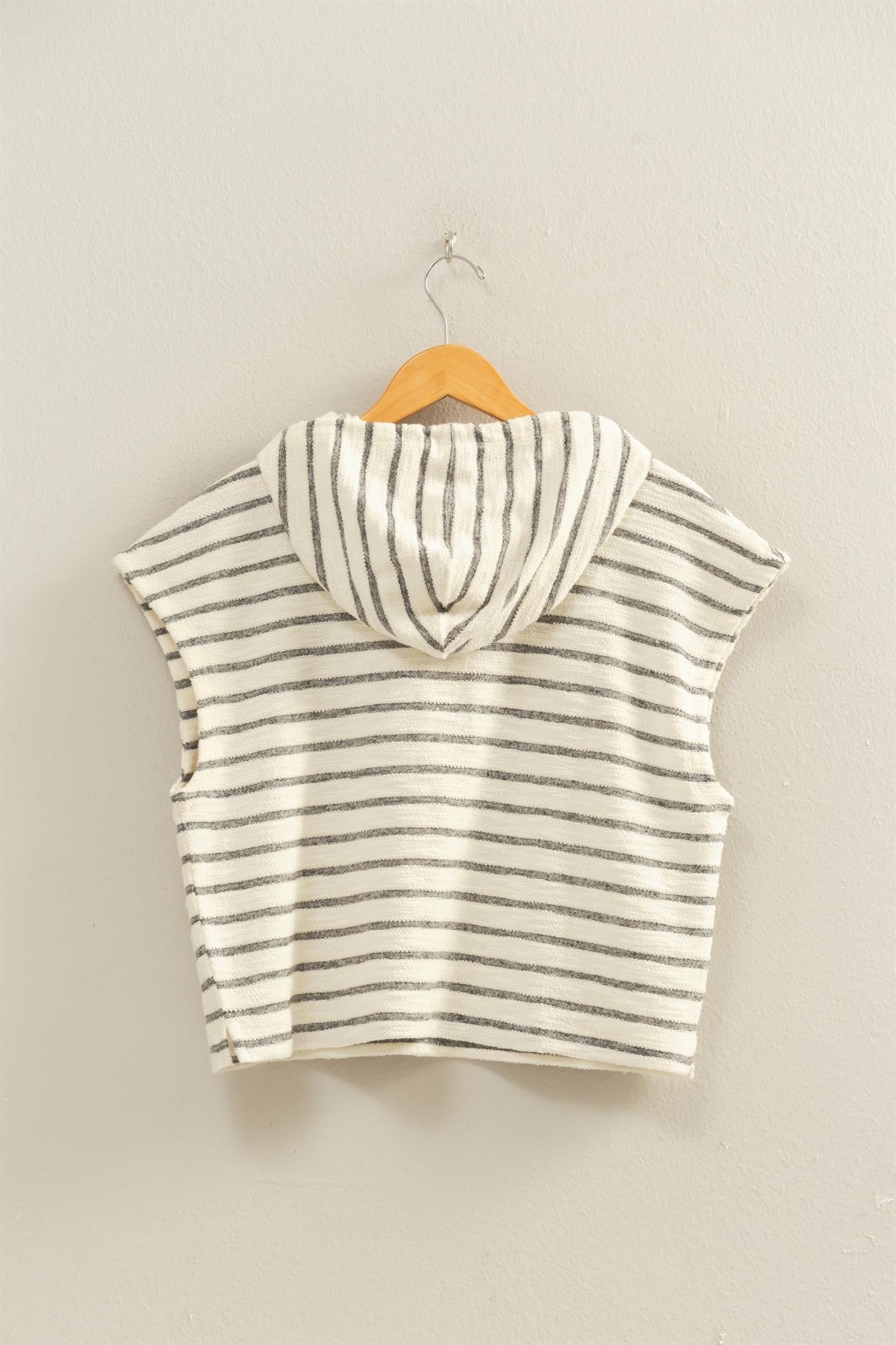 Davis Striped Hooded Top- Black