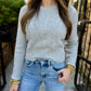 Bree Cable Knit Sweater- Light Grey