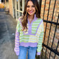 Benson Stripe 1/4 Zip Sweater- Pastel