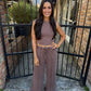 FP Mineral Washed 2 PC Pants Set- Chocolate