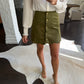 Scalloped Suede Mini Skirt- Olive