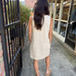 Piper Stripe Sleeveless Pocket Dress- Taupe