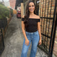 Z Supply Second Skin Off Shoulder Top- Black