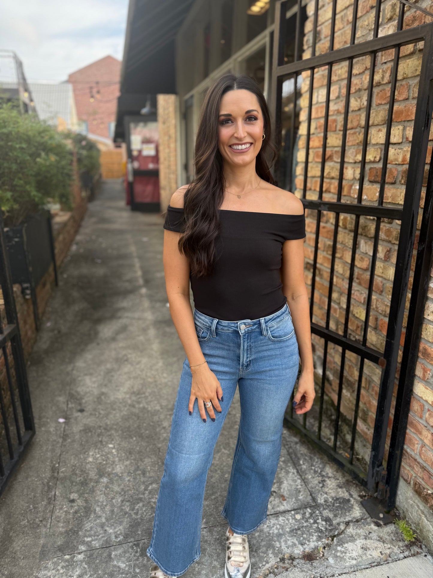 Z Supply Second Skin Off Shoulder Top- Black