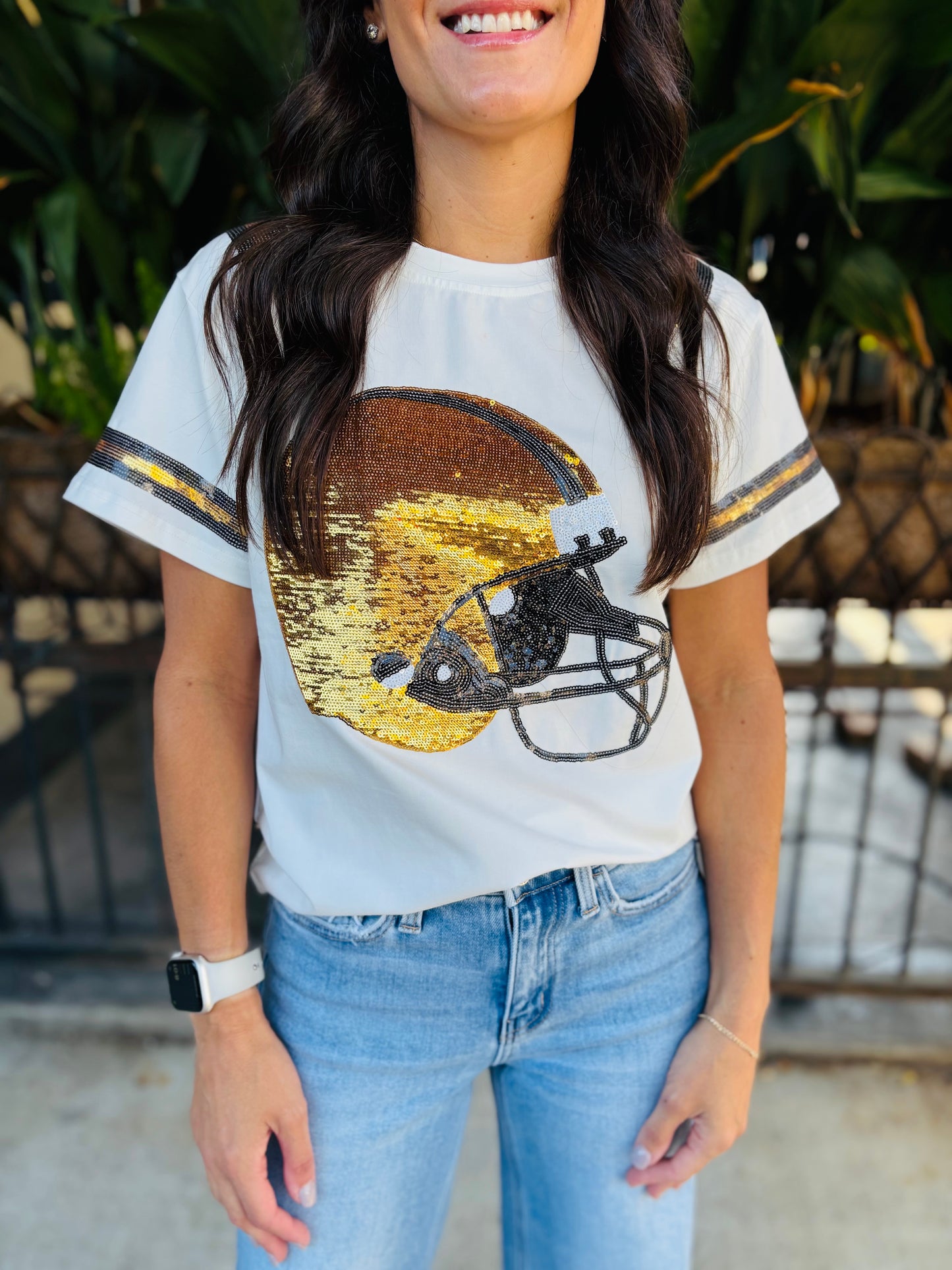 Miss Helmet Tee- Black & Gold