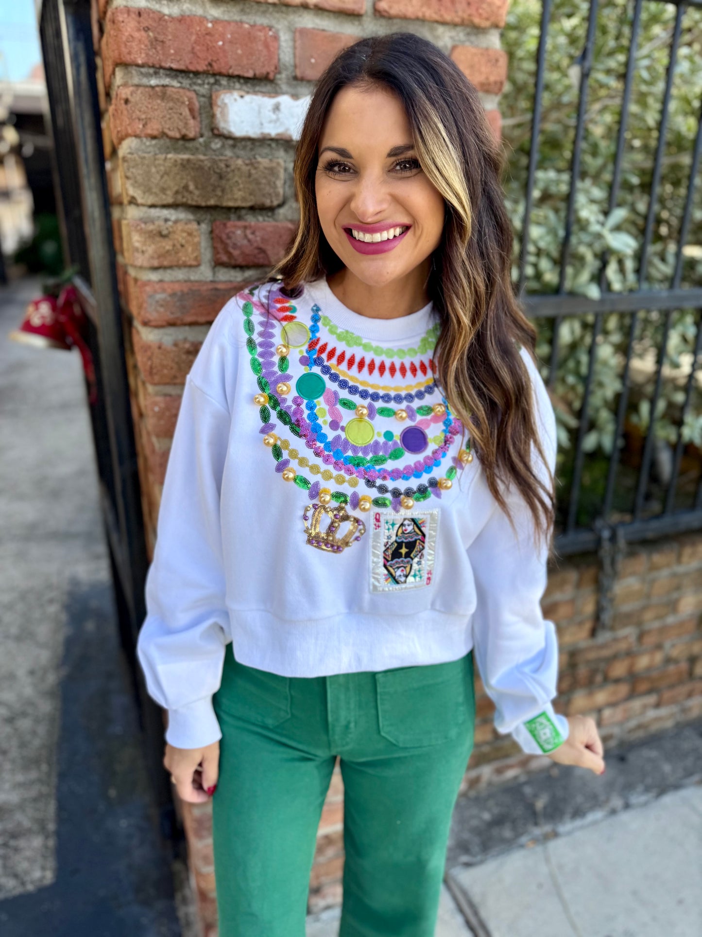 MG Queen Beads Sweatshirt- White