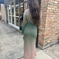 Embellished Mesh Maxi Skirt- Green