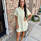 Day Striped Shirt Dress- Lemon/White