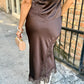 Meaux Mixed Lace Top- Brown