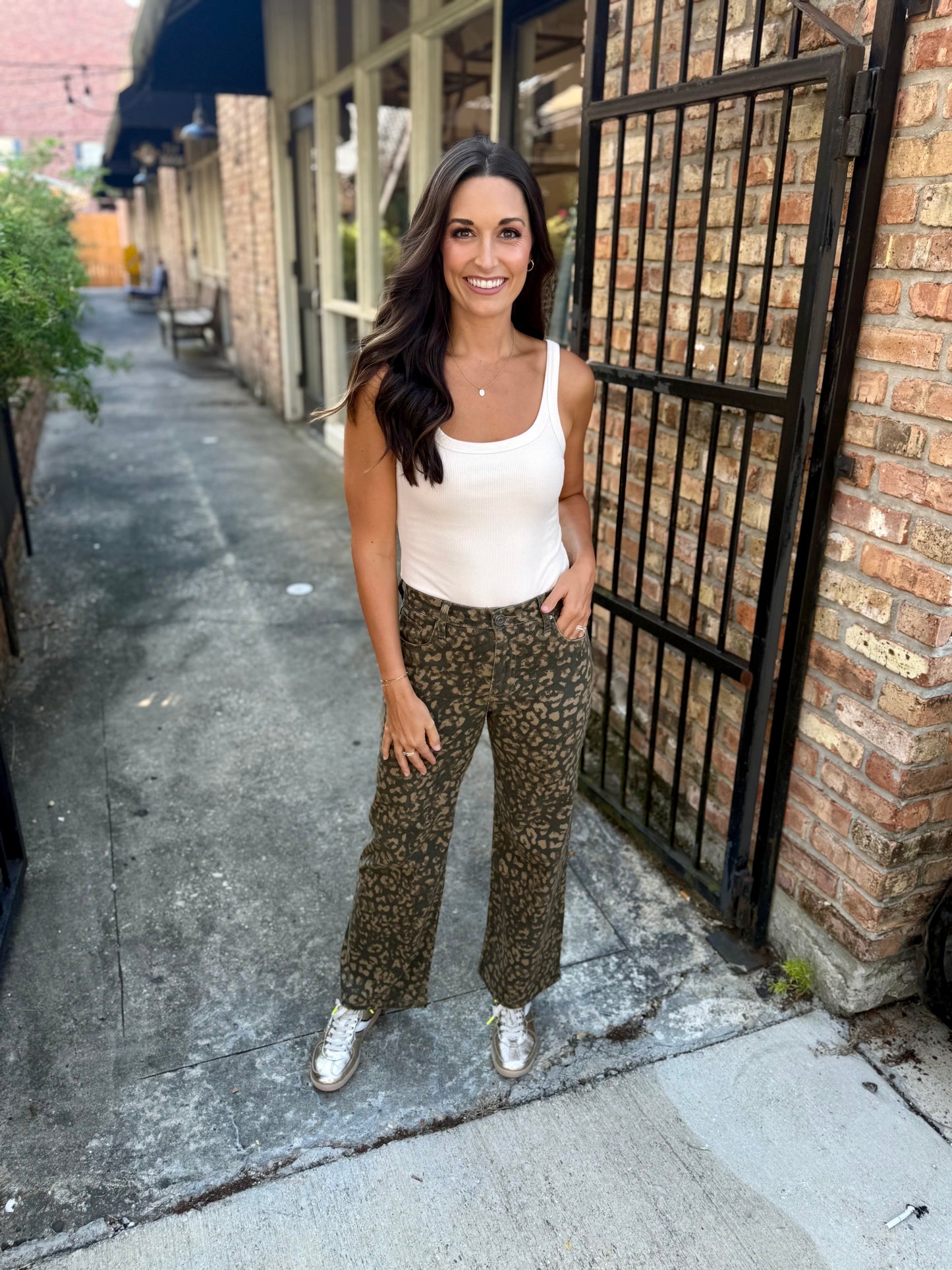 Meg (Wood) HR Wide Leg Denim- Leopard