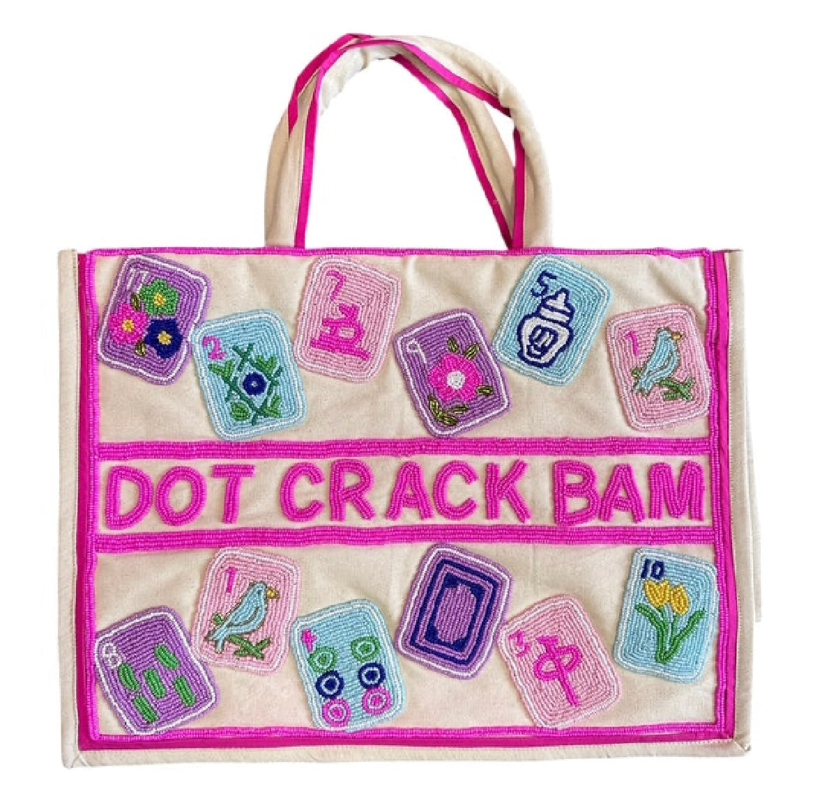 Mahjong Tote Bag- Bam Dot Crack
