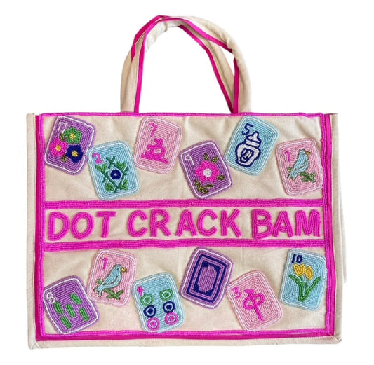 Mahjong Tote Bag- Bam Dot Crack