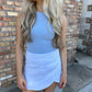 Farrah Fitted Ribbed Bodysuit- Baby Blue