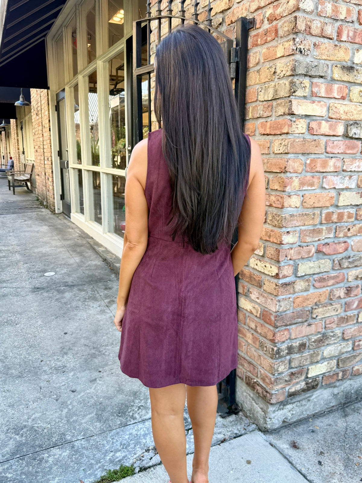 Horse Bit Suede Dress- Merlot