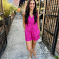 Roy Linen Halter Vest- Fuchsia