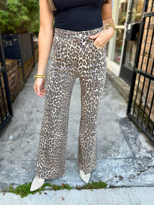 Far Out High Rise Wide Leg- Cool Cat