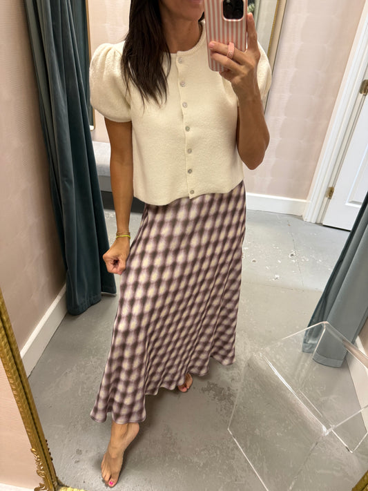 August Midi Skirt- Lavender Check
