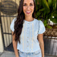 Pepita Puff Sleeve Cardigan-Blue Emboridered