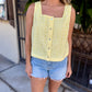 Ellie Eyelet Tank- Lemon