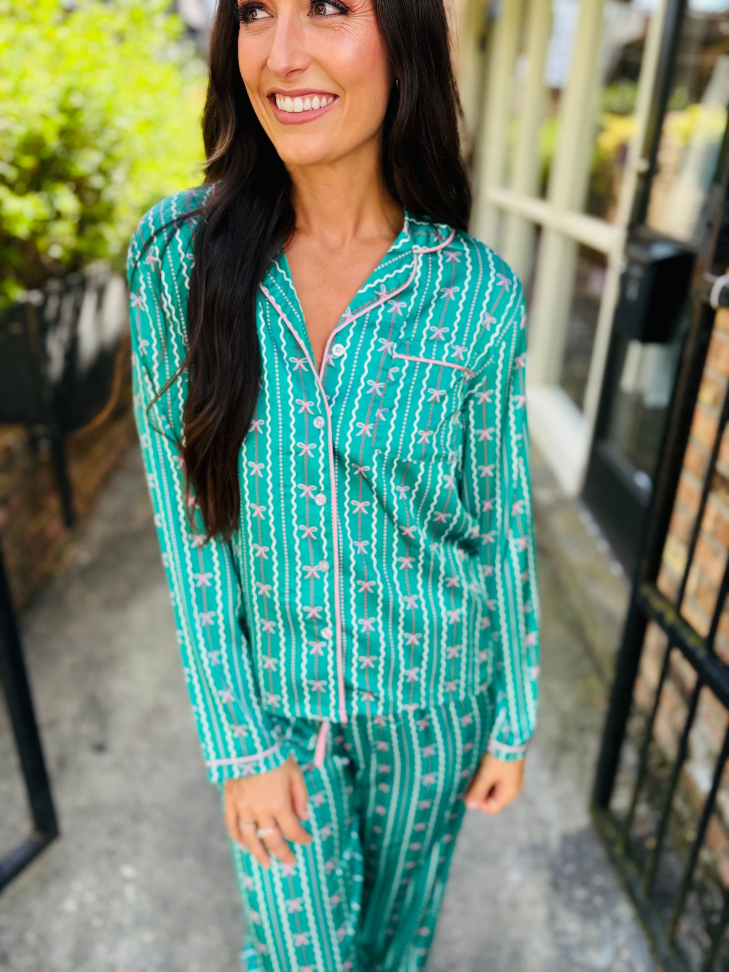 Charlotte in a Bow Pajamas- Green