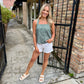 Lucille Striped Tank Top- Olive Green