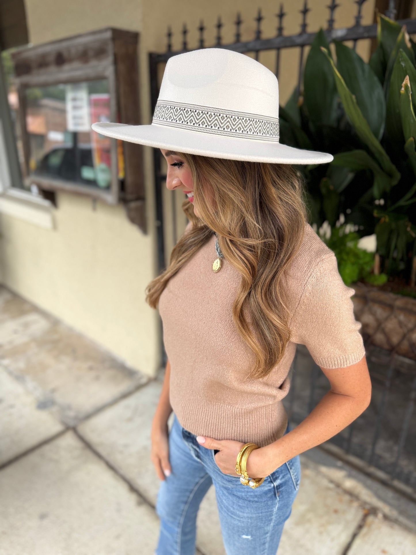 Maison Boho Suede Hat- Ivory
