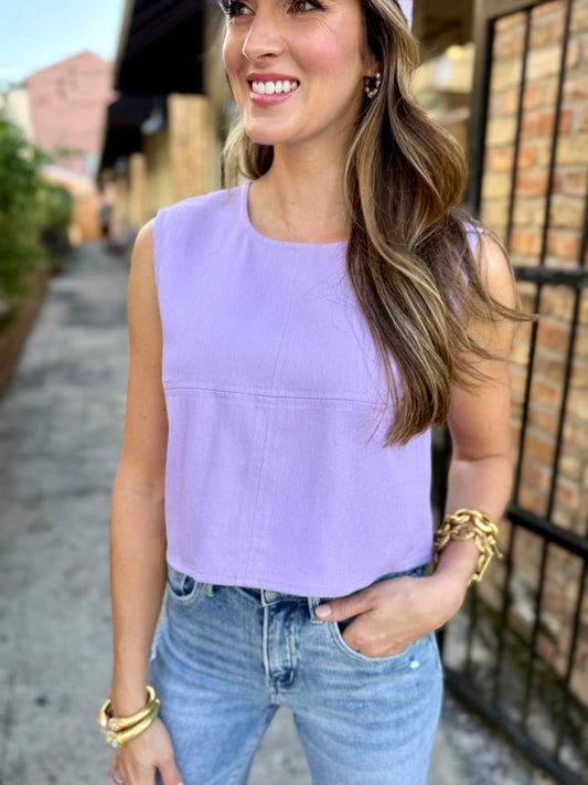 Darby Denim Top- Lavender