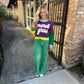 Mardi Gras Fuzzy Colorblock Sweater- Purple