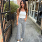 Olivia (Grey Leopard) HR Wide Leg Jeans