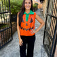 Queen Pumpkin Face Collar Button Up Vest