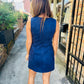 Puzzle Suede Mini Dress- Navy