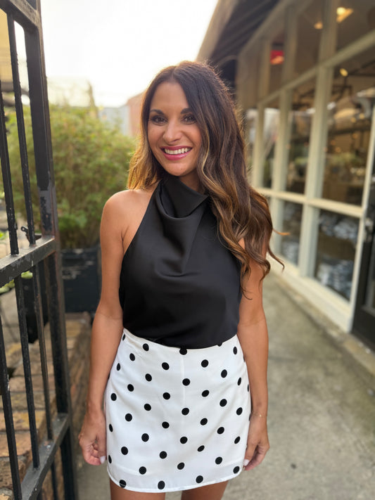 Autin Satin Halter Top- Black