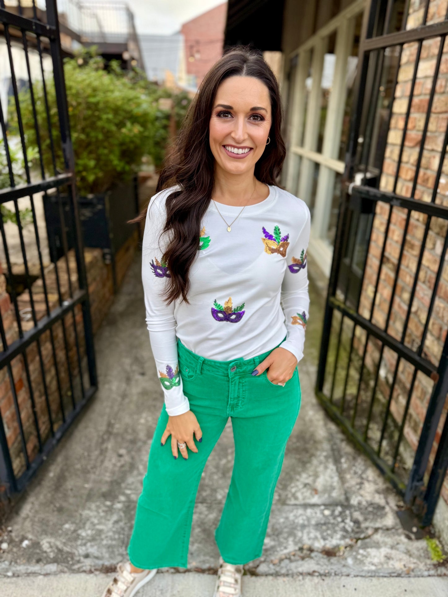 Mardi Gras LS Mask Tee