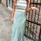 Deano Satin Maxi Skirt- Sage Green