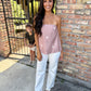 Polka Dot Strapless Top- Mocha