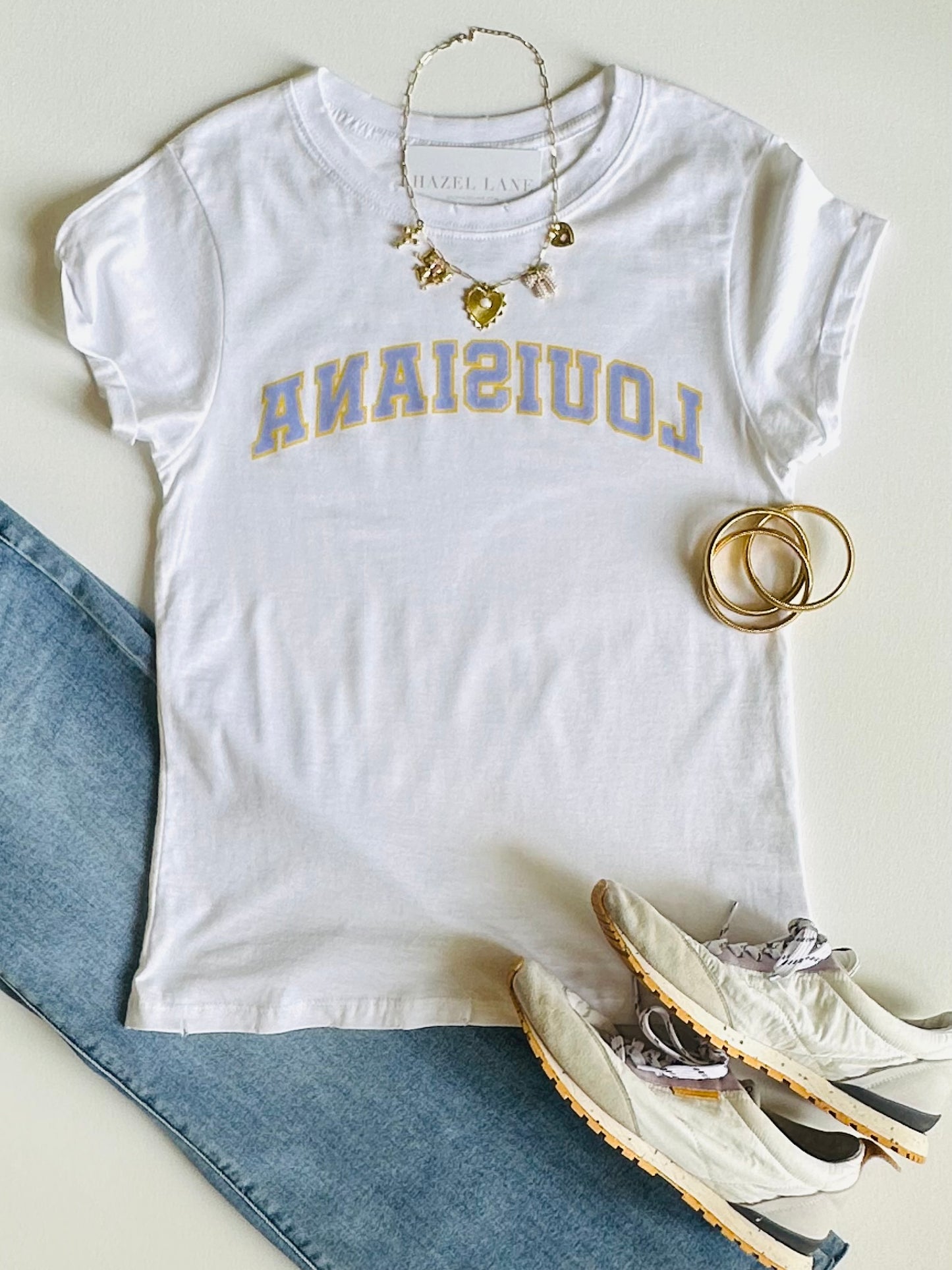 Louisiana Backwards Graphic Tee- White