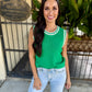 Vanessa Crochet Tank- Green & White