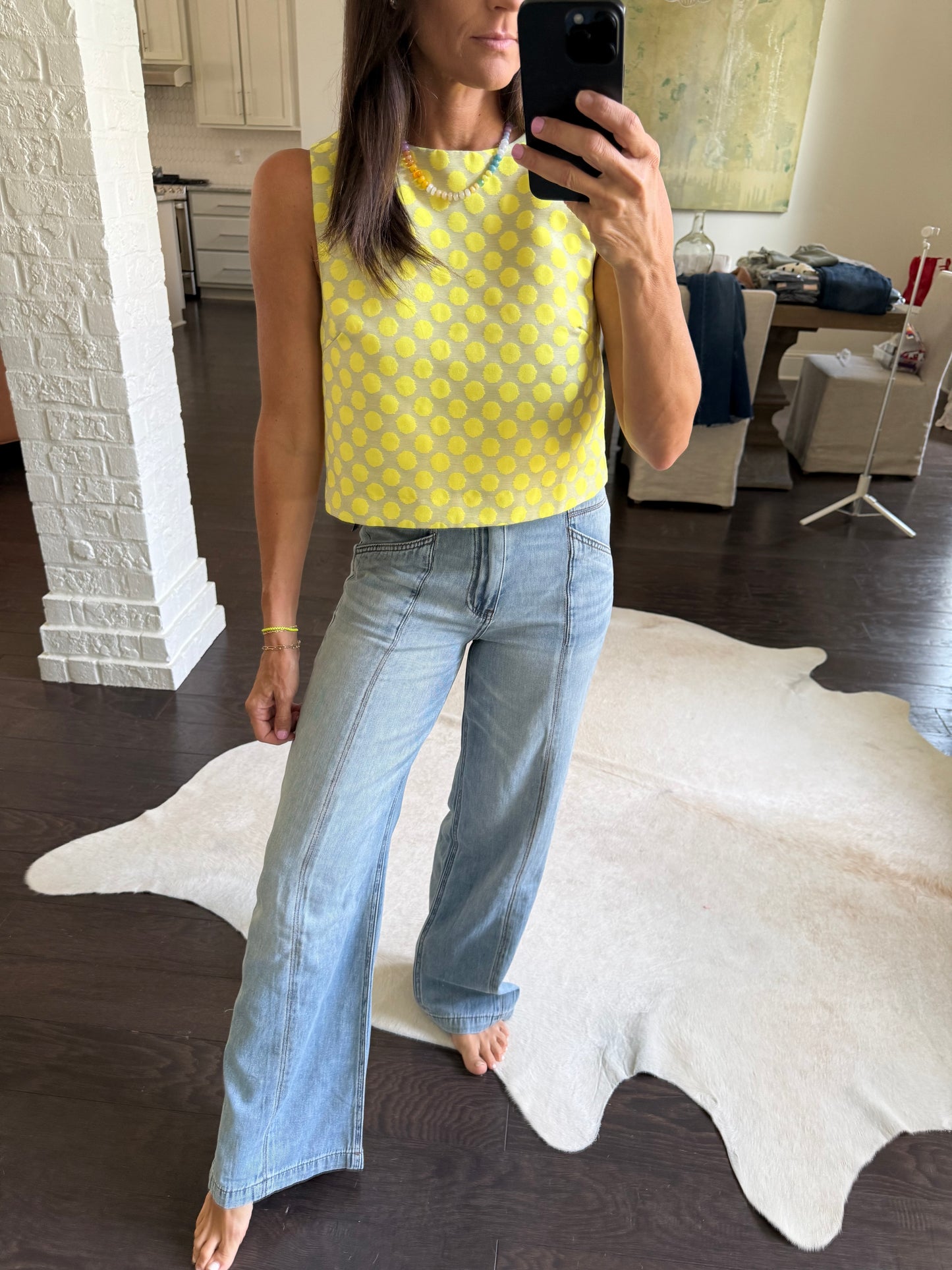 Dotty Polka Dot Top-Lemon