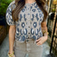 Pepita Puff Sleeve Cardigan-Leopard