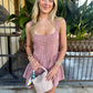 Tina Striped Romper-  Brown/Pink