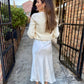 Sage Satin Maxi Skirt- Cream