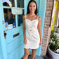 Lina Contrast Mini Dress- Cream
