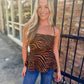 Tiger Cami Panel Tank- Brown/Black
