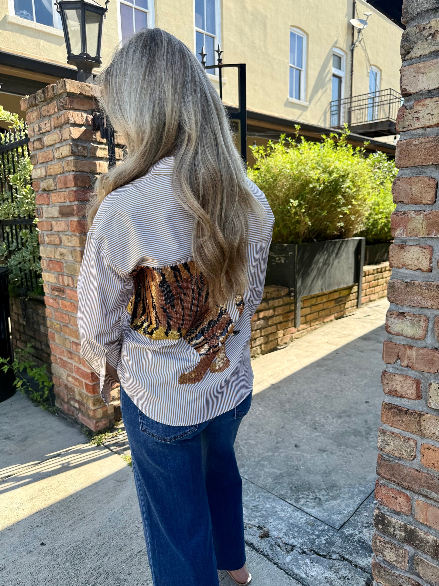 Tiger Striped Button Down