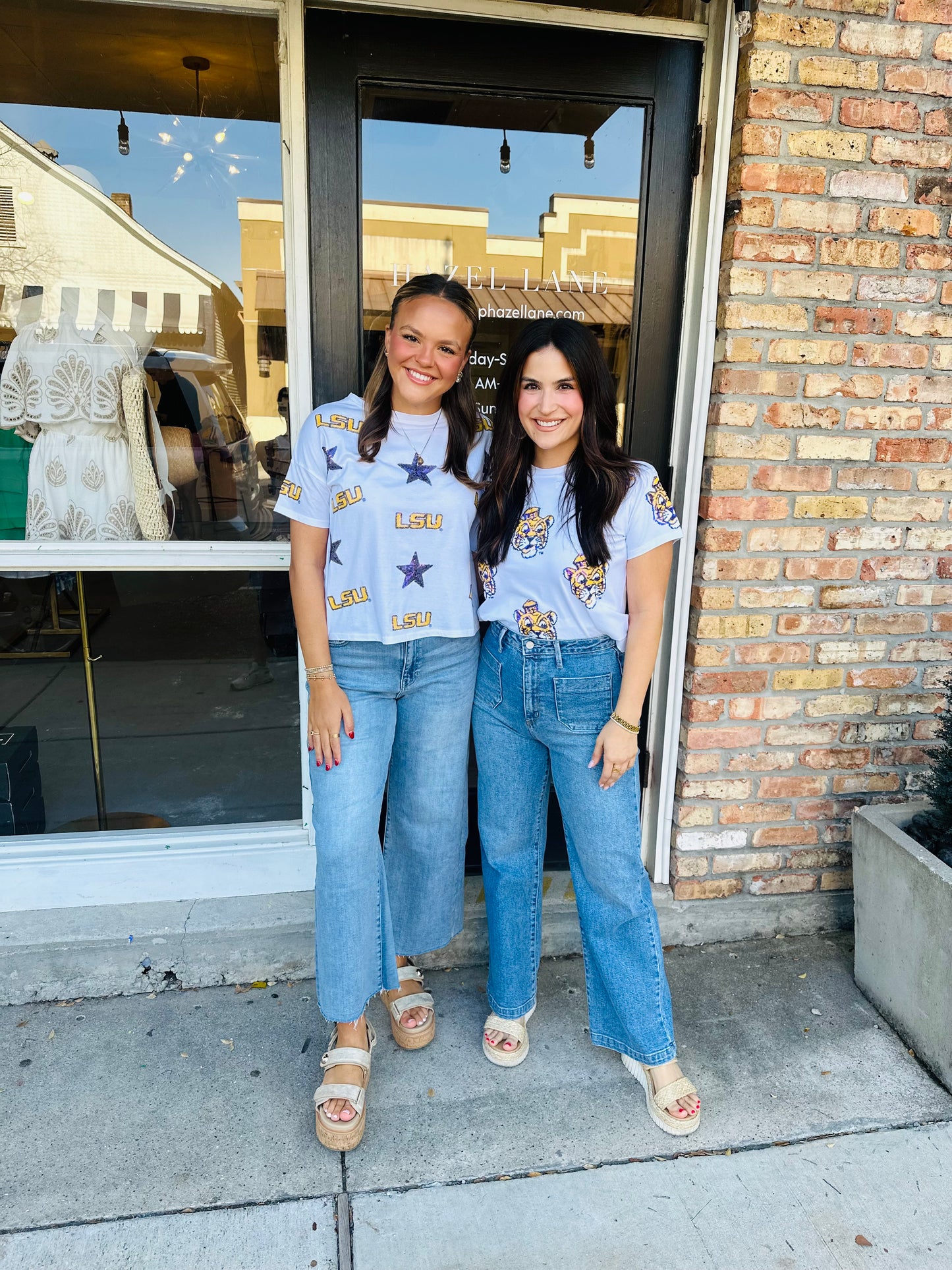 LSU All Over Sequin Boxy Tee- White