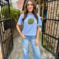 Olive You Cropped Tee- Blue